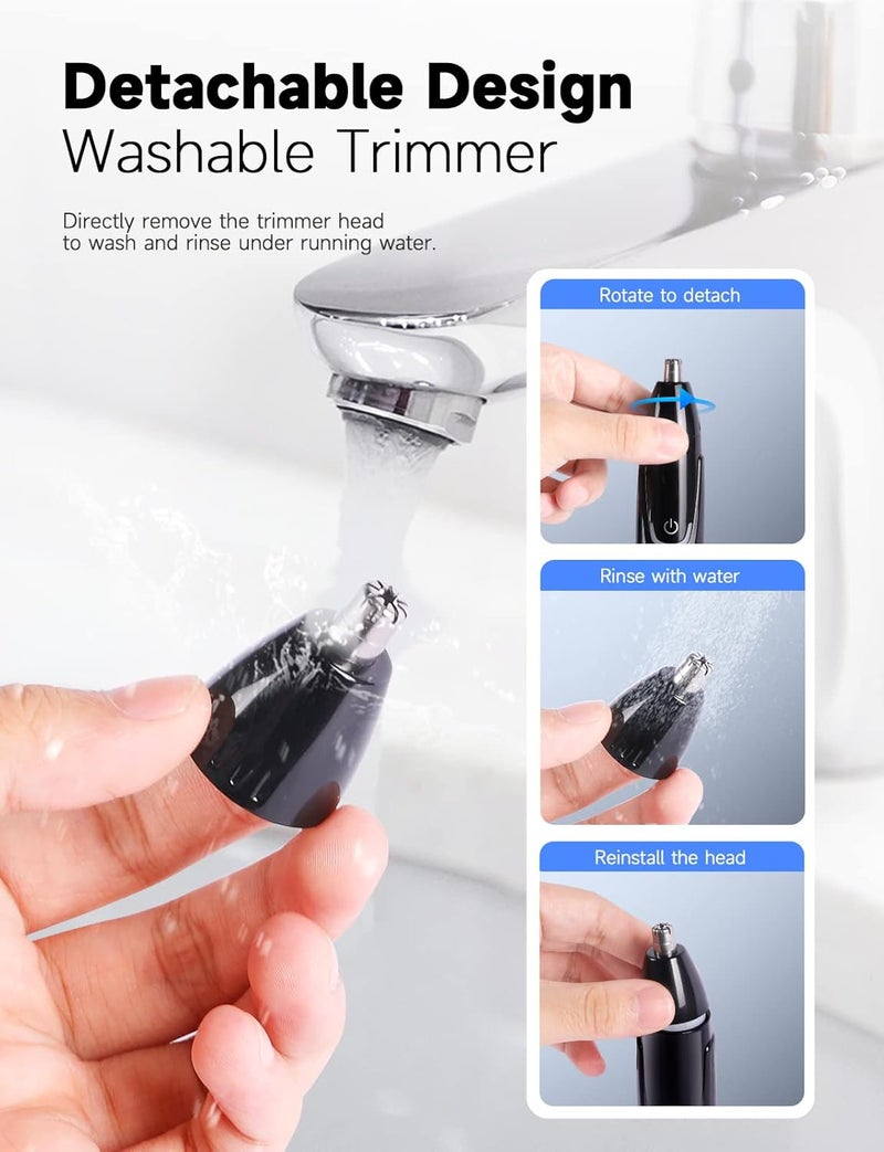 ZORAMI Rechargeable Ear and Nose Hair Trimmer - 2025 Professional Painless Eyebrow & Facial Hair Trimmer for Men Women, Powerful Motor and Dual-Edge Blades for Smoother Cutting Black - Image 5